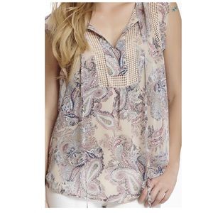 Daniel Rain Crochet Trim Blouse